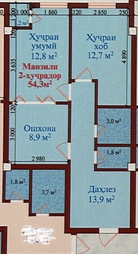 2-комнатная квартира в Рудаки — фото 6, балкон